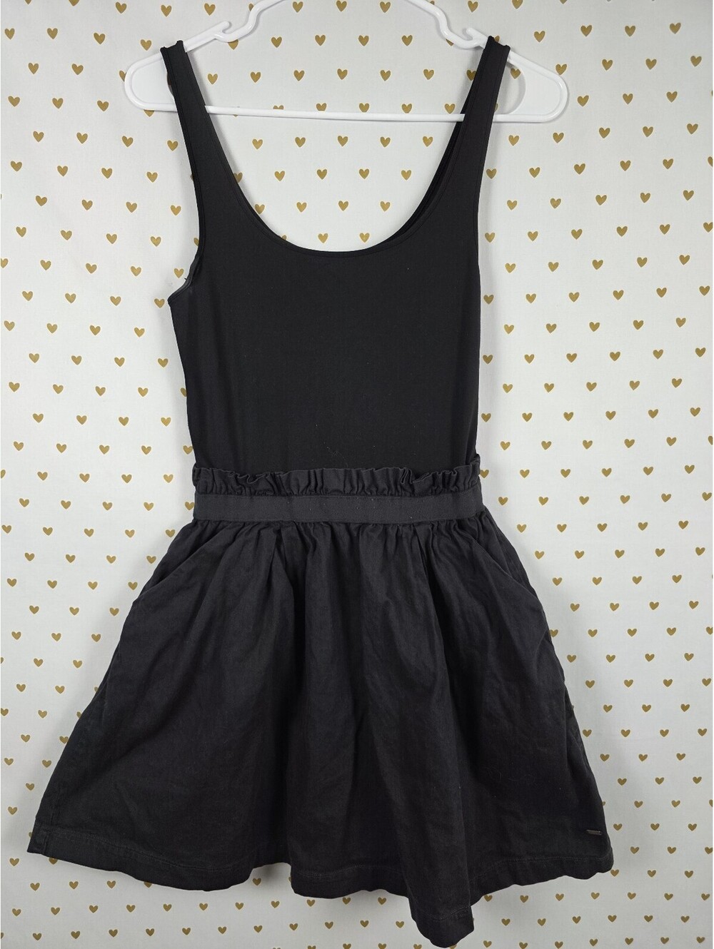 Vintage Victoria's Secret PINK Black Skater Dress Pockets Sleeveless Size M